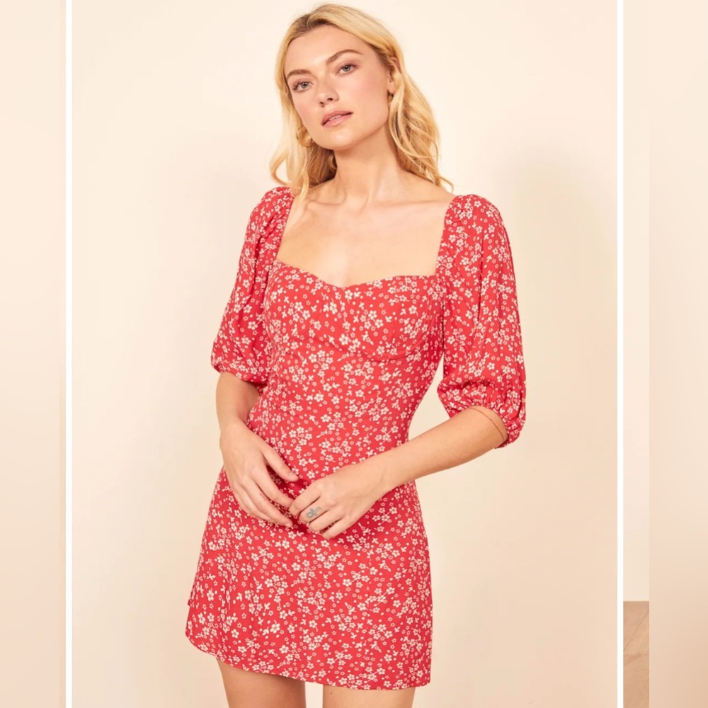 Reformation Red Floral Mini Dress
